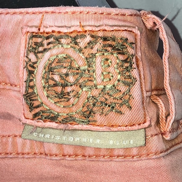 Christopher Blue Denim - CHRISTOPHER BLUE peach cropped jeans logo buttons